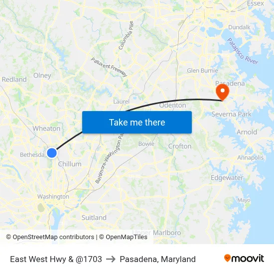 East West Hwy & @1703 to Pasadena, Maryland map