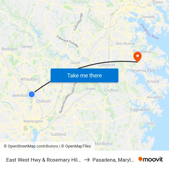 East West Hwy & Rosemary Hills Dr to Pasadena, Maryland map