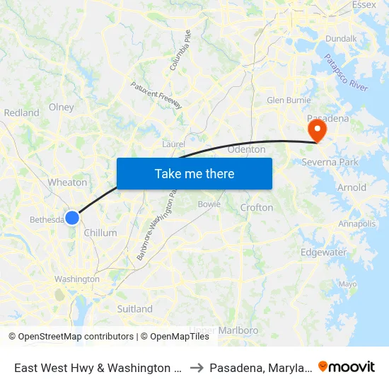 East West Hwy & Washington Ave to Pasadena, Maryland map