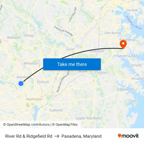 River Rd & Ridgefield Rd to Pasadena, Maryland map