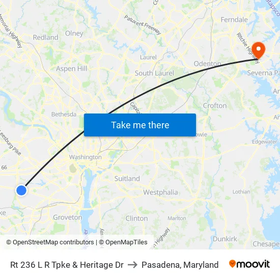 Rt 236 L R Tpke & Heritage Dr to Pasadena, Maryland map