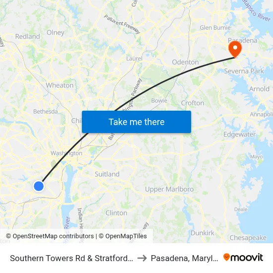 Southern Towers Rd & Stratford Bldg to Pasadena, Maryland map
