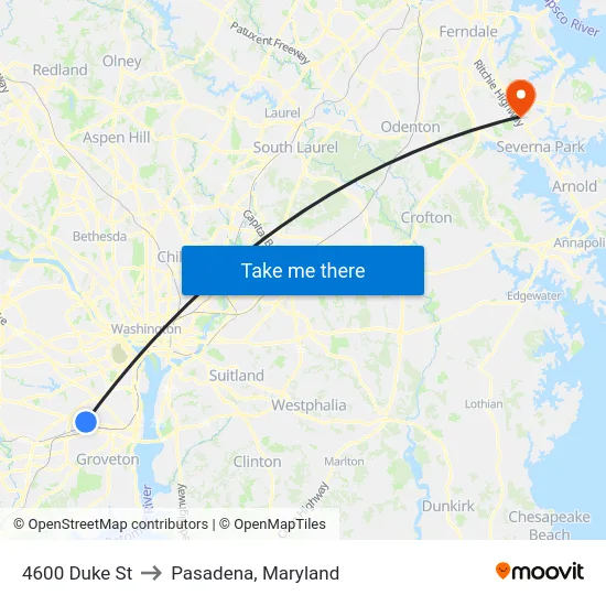 4600 Duke St to Pasadena, Maryland map