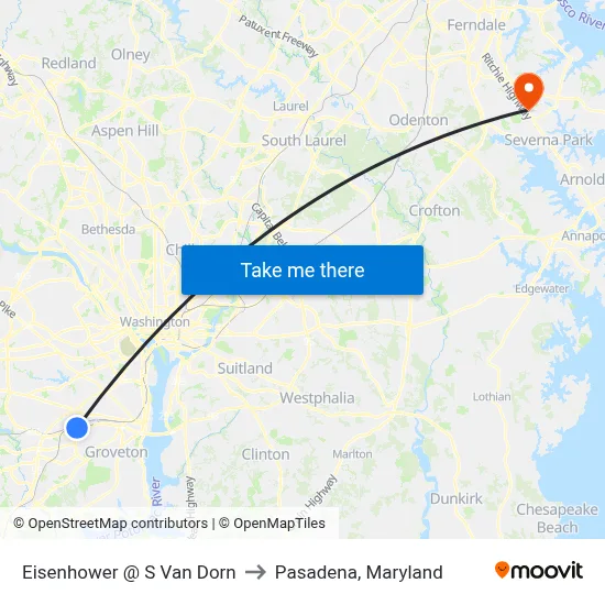 Eisenhower @ S Van Dorn to Pasadena, Maryland map