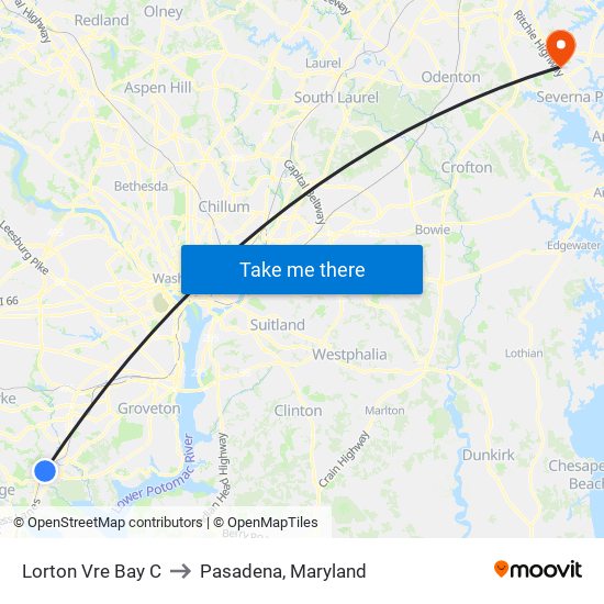 Lorton Vre Bay C to Pasadena, Maryland map