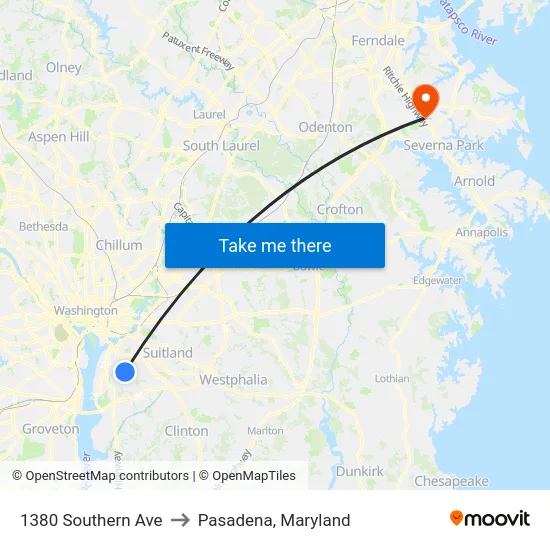 1380 Southern Ave to Pasadena, Maryland map