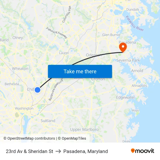 23rd Av & Sheridan St to Pasadena, Maryland map