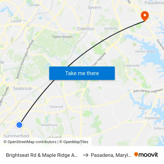 Brightseat Rd & Maple Ridge Apts #2 to Pasadena, Maryland map