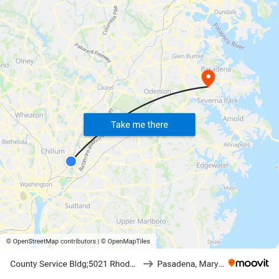 County Service Bldg;5021 Rhode Island to Pasadena, Maryland map