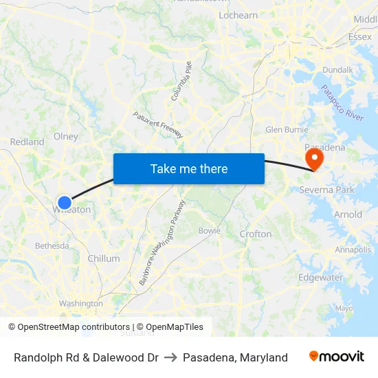 Randolph Rd & Dalewood Dr to Pasadena, Maryland map