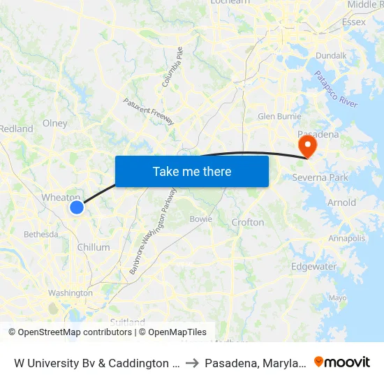 W University Bv & Caddington Av to Pasadena, Maryland map
