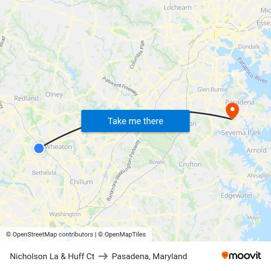 Nicholson La & Huff Ct to Pasadena, Maryland map