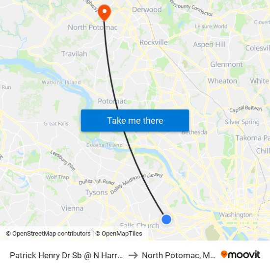 Patrick Henry Dr Sb @ N Harrison St Ns to North Potomac, Maryland map