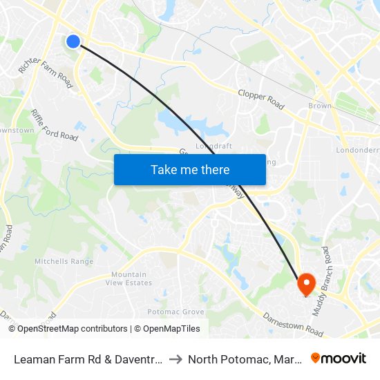 Leaman Farm Rd & Daventry Way to North Potomac, Maryland map