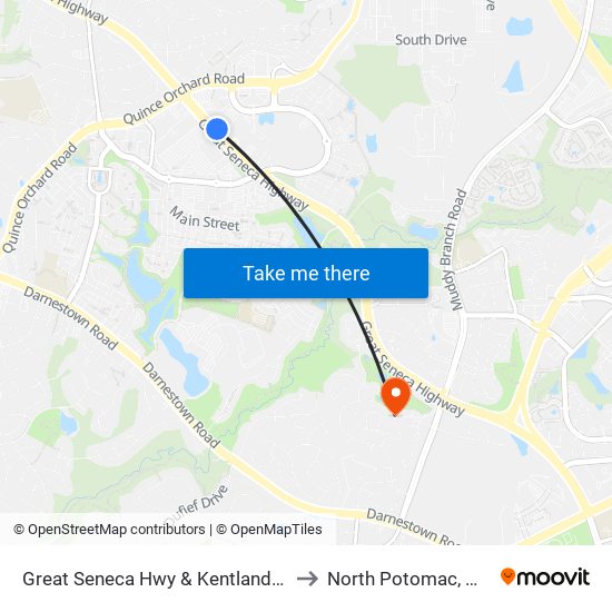 Great Seneca Hwy & Kentlands Square Sc to North Potomac, Maryland map