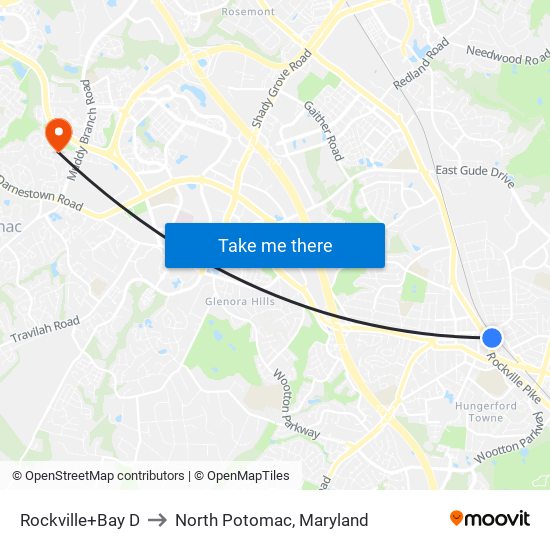 Rockville+Bay D to North Potomac, Maryland map