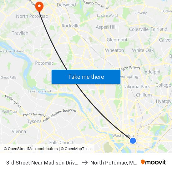 3rd Street Near Madison Drive NW (Nb) to North Potomac, Maryland map