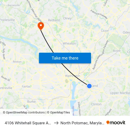 4106 Whitehall Square Apts to North Potomac, Maryland map