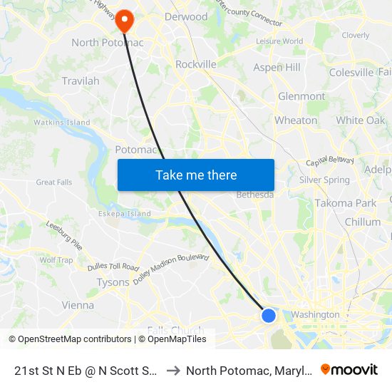 21st St N Eb @ N Scott St Ns to North Potomac, Maryland map