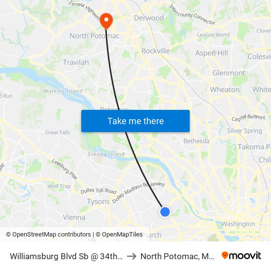 Williamsburg Blvd Sb @ 34th Rd N Ns to North Potomac, Maryland map