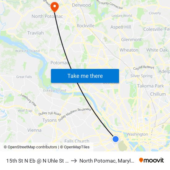 15th St N Eb @ N Uhle St Ns to North Potomac, Maryland map