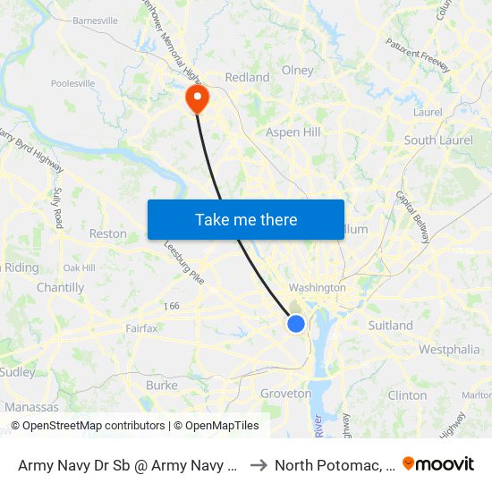 Army Navy Dr Sb @ Army Navy Cc Access Rd FS to North Potomac, Maryland map