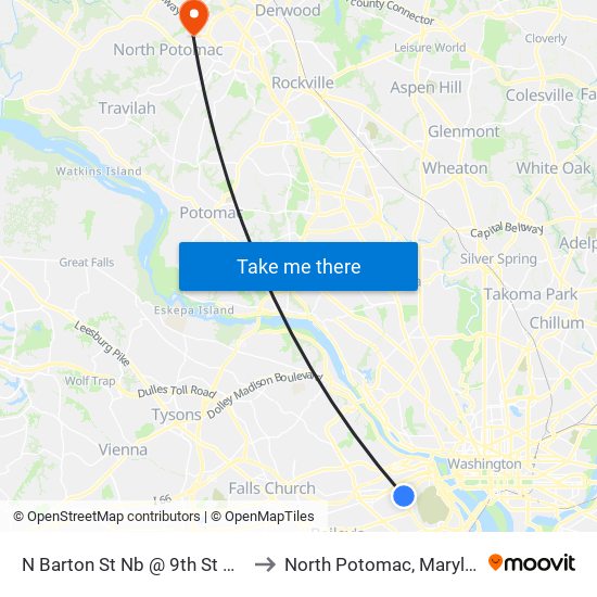 N Barton St Nb @ 9th St N Ns to North Potomac, Maryland map