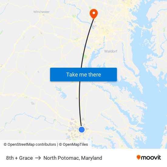 8th + Grace to North Potomac, Maryland map