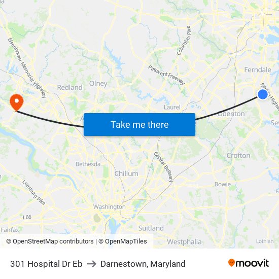301 Hospital Dr Eb to Darnestown, Maryland map