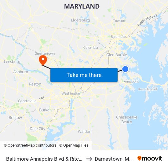 Baltimore Annapolis Blvd & Ritchie Hwy Nb to Darnestown, Maryland map