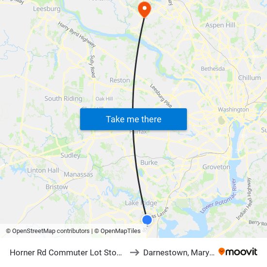 Horner Rd Commuter Lot Stop 1 AM to Darnestown, Maryland map