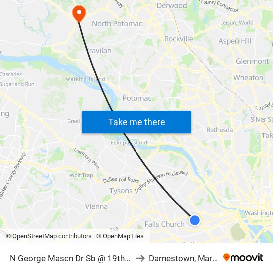 N George Mason Dr Sb @ 19th St N FS to Darnestown, Maryland map