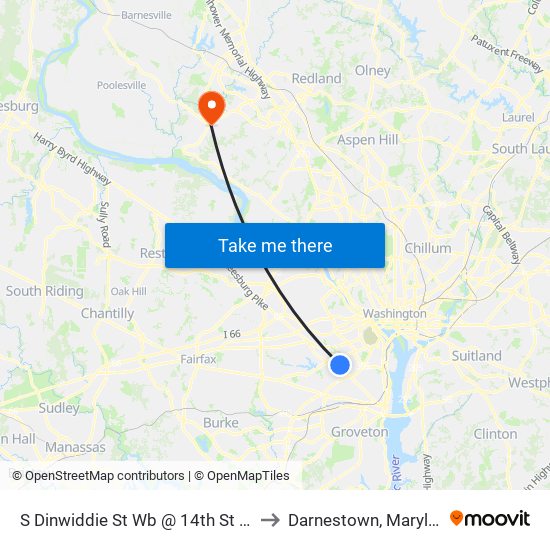 S Dinwiddie St Wb @ 14th St S Ns to Darnestown, Maryland map