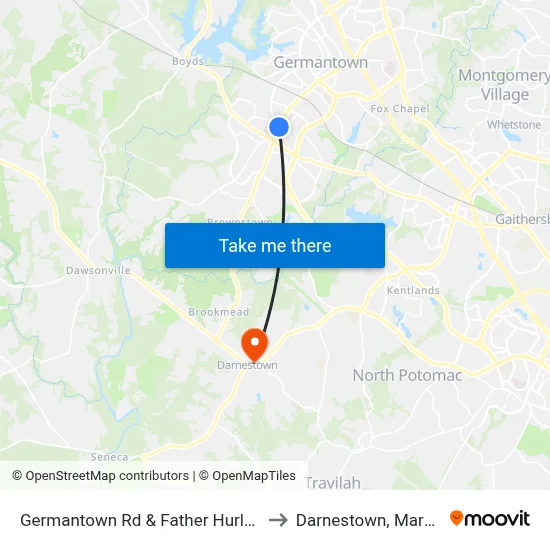 Germantown Rd & Father Hurley Blvd to Darnestown, Maryland map