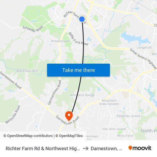 Richter Farm Rd & Northwest High School Enter to Darnestown, Maryland map