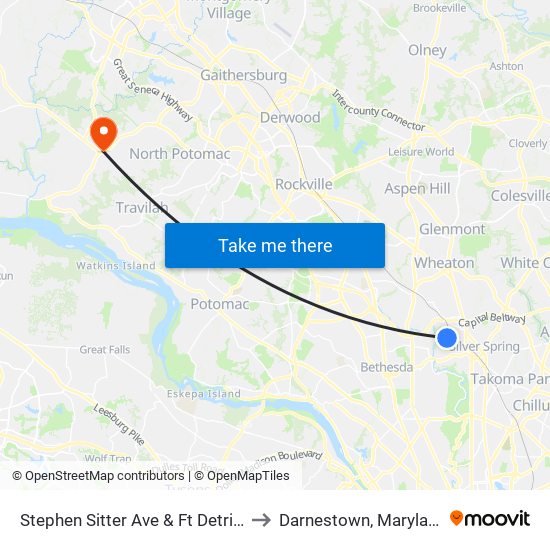 Stephen Sitter Ave & Ft Detrick to Darnestown, Maryland map