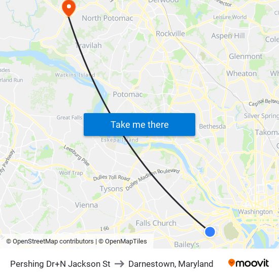 Pershing Dr+N Jackson St to Darnestown, Maryland map