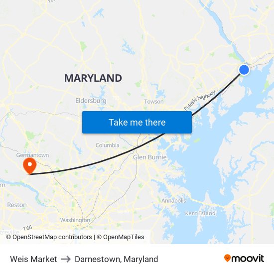 Weis Market to Darnestown, Maryland map