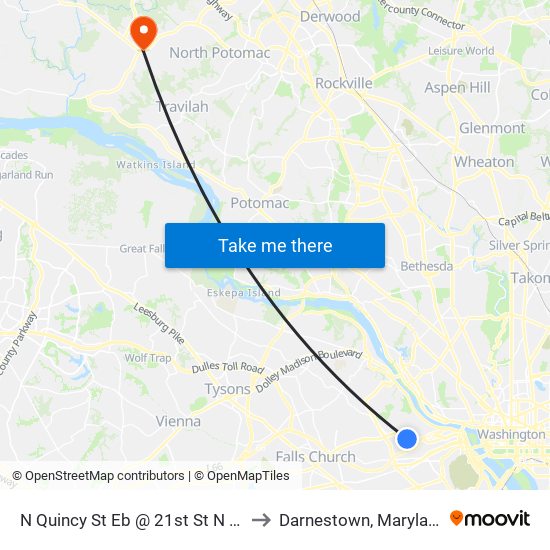 N Quincy St Sb @ 21st St N Ns to Darnestown, Maryland map