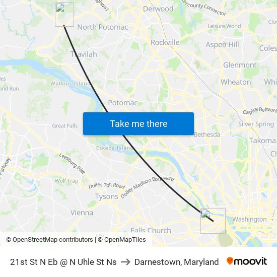 21st St N Eb @ N Uhle St Ns to Darnestown, Maryland map