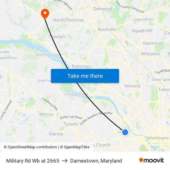 Military Rd Wb at 2665 to Darnestown, Maryland map