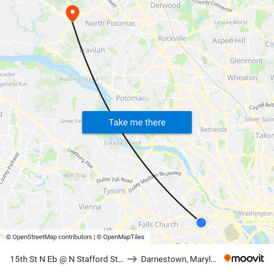 15th St N Eb @ N Stafford St Ns to Darnestown, Maryland map