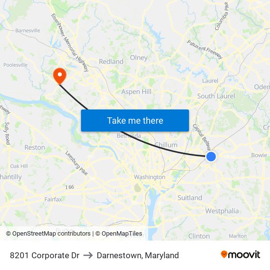 8201 Corporate Dr to Darnestown, Maryland map