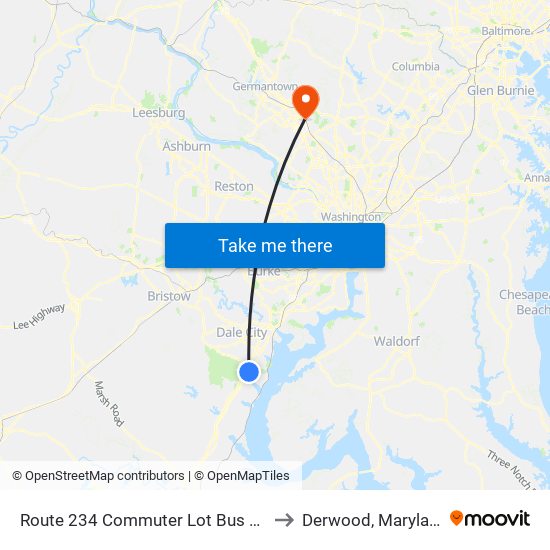 Route 234 Commuter Lot Bus Bay to Derwood, Maryland map