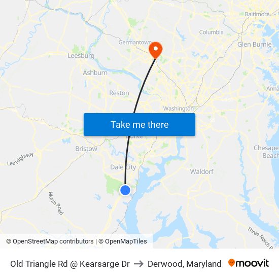 Old Triangle Rd @ Kearsarge Dr to Derwood, Maryland map