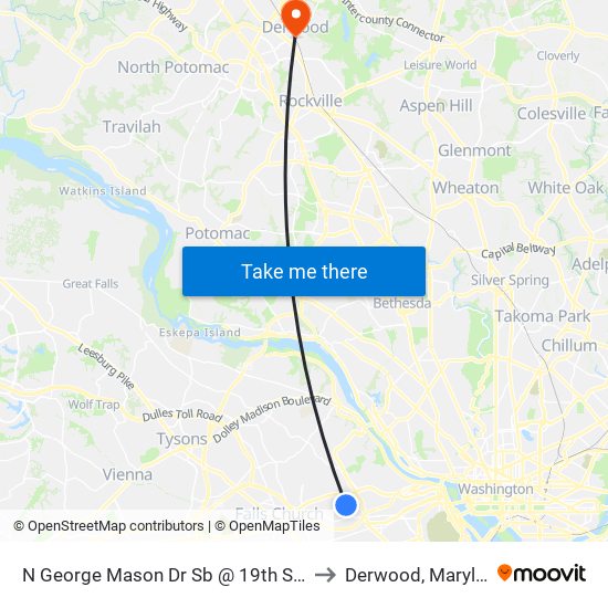 N George Mason Dr Sb @ 19th St N FS to Derwood, Maryland map