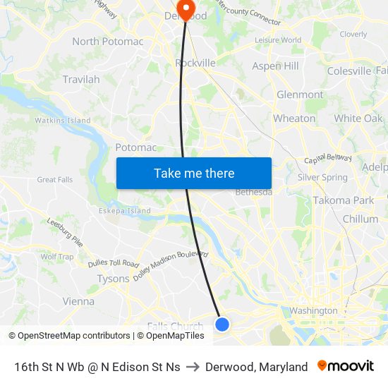 16th St N Wb @ N Edison St Ns to Derwood, Maryland map