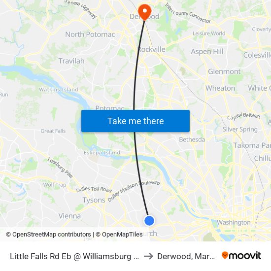 Little Falls Rd Eb @ Williamsburg Blvd MB to Derwood, Maryland map