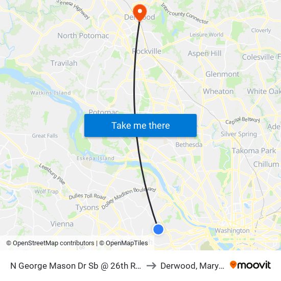 N George Mason Dr Sb @ 26th Rd N Ns to Derwood, Maryland map