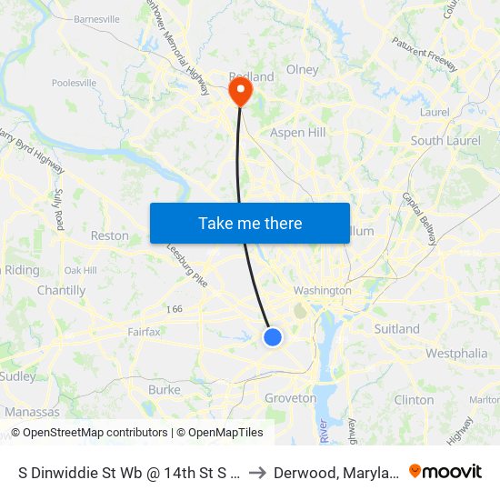 S Dinwiddie St Wb @ 14th St S Ns to Derwood, Maryland map